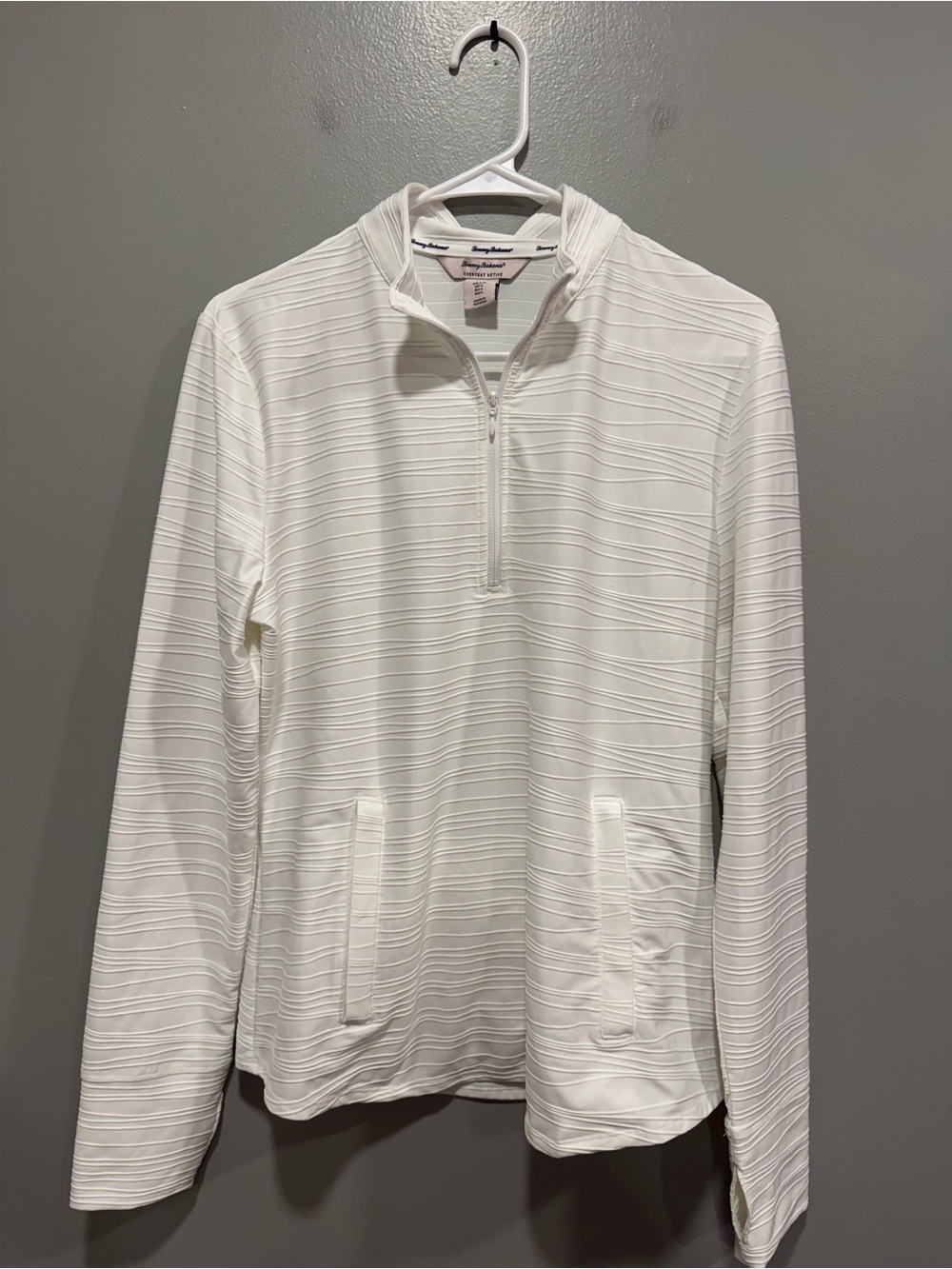 Tommy Bahama Womens Golf Half Zip Performance LS WHITE Jacket UPF 50 Size Large